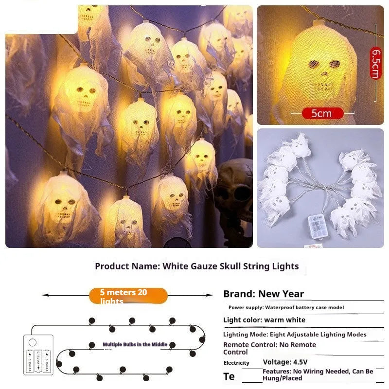 Halloween battery-powered LED light string in plastic housing for indoor wall decoration