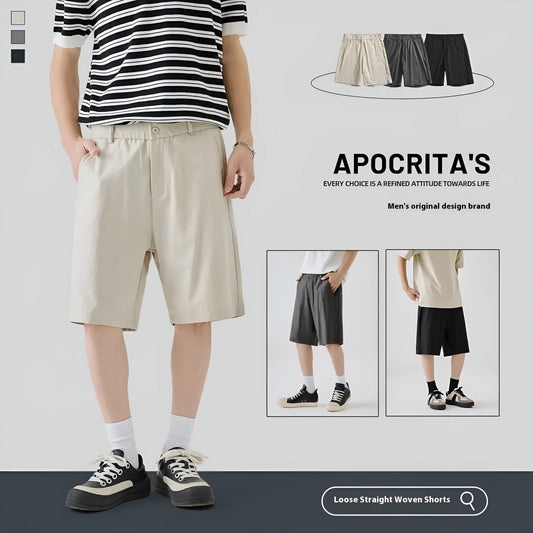Men's loose fit casual shorts in a cotton Lyocell blend, shown in apricot colour
