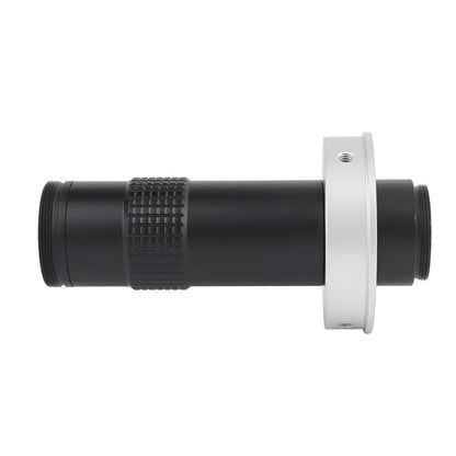 Black industrial camera monocular lens with 130x magnification and 60-300mm working distance