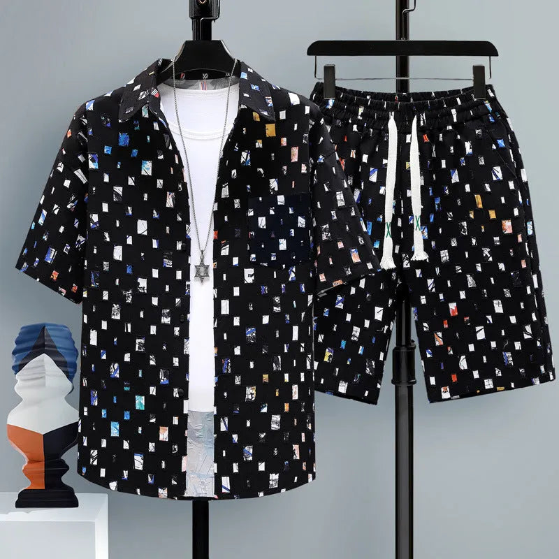 Men's polyester short sleeve top and shorts set in various colours, sizes S to 6XL