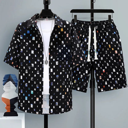 Men's polyester short sleeve top and shorts set in various colours, sizes S to 6XL