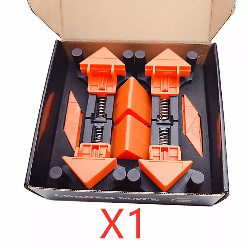 Woodworking right angle clip holder for 60, 90, and 120-degree clamping with ABS handle and stainless steel body