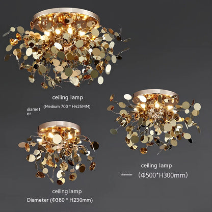 Stainless steel chandelier with eight G9 bulbs measuring 45cm height with tree blade design