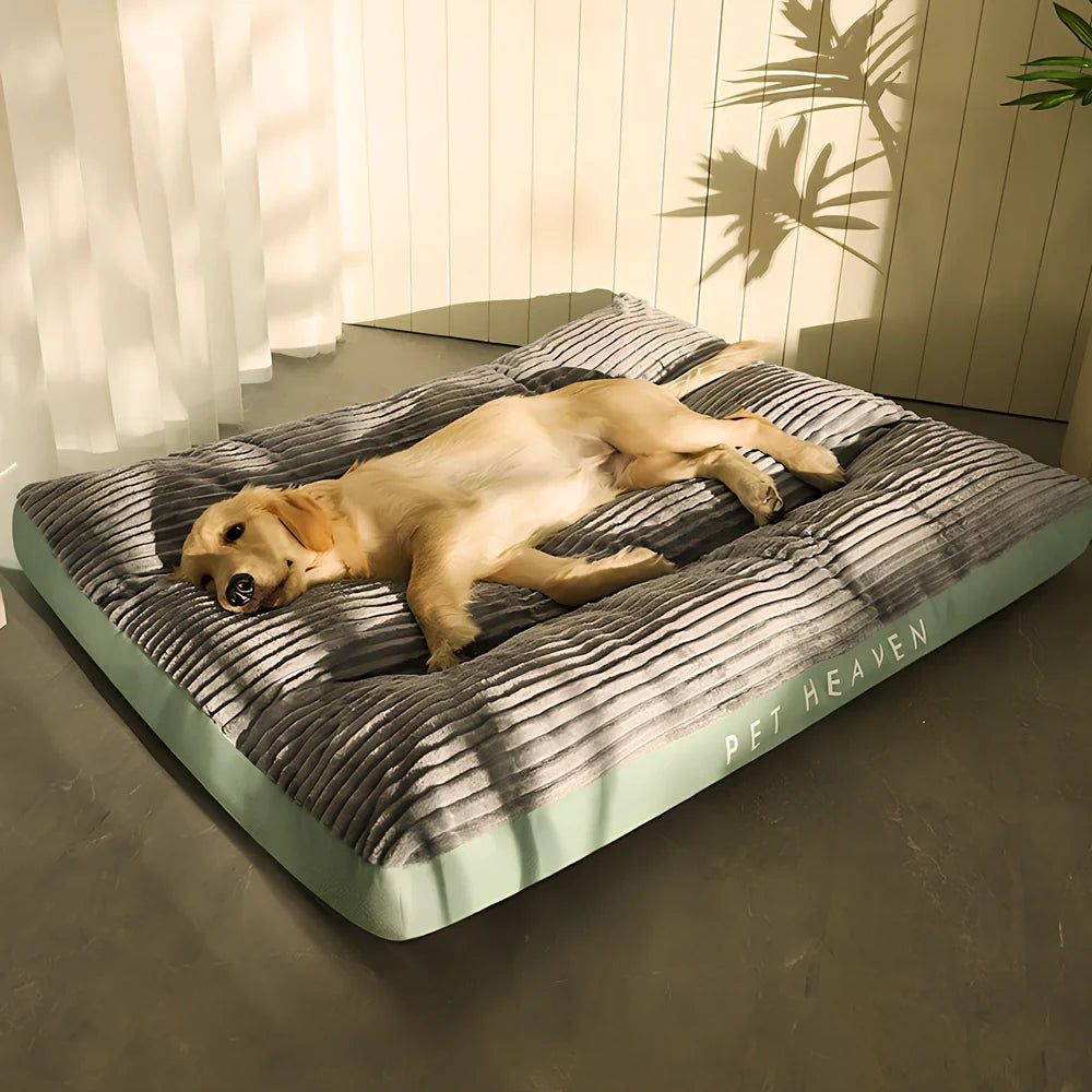 Green cut velvet removable washable dog kennel mat, extra-large 120x95x7cm for pets up to 100kg with PP cotton filling