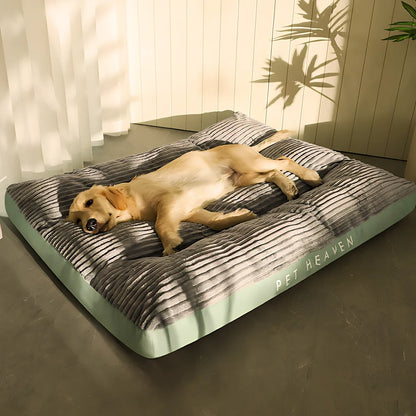 Green cut velvet removable washable dog kennel mat, extra-large 120x95x7cm for pets up to 100kg with PP cotton filling