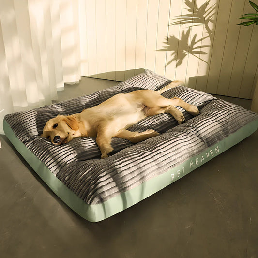 Green cut velvet removable washable dog kennel mat, extra-large 120x95x7cm for pets up to 100kg with PP cotton filling
