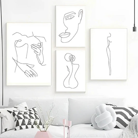 Frameless canvas wall art with oil painting and spray technique in four sizes