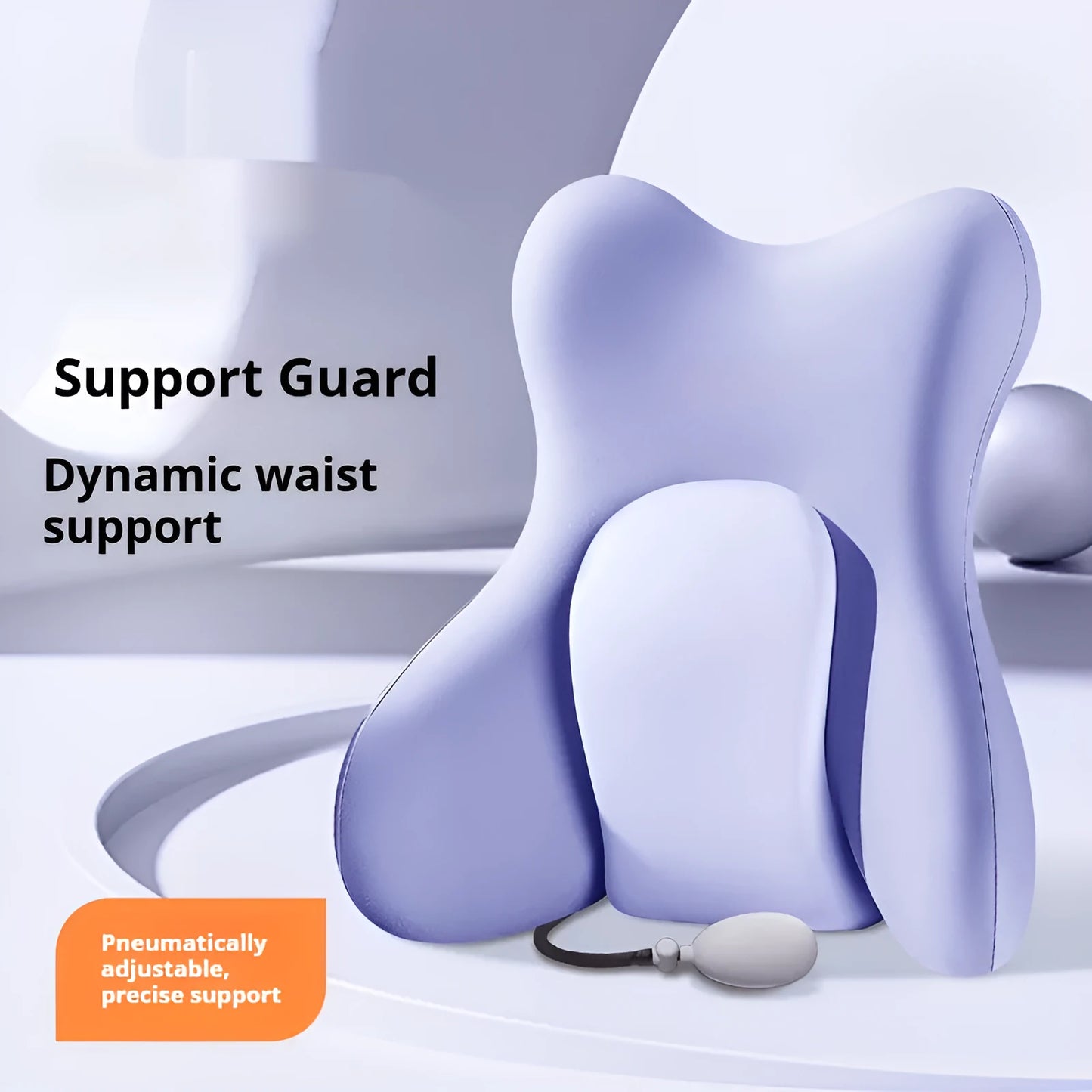 Ergonomic memory foam lumbar support cushion with a removable cover in a solid colour.