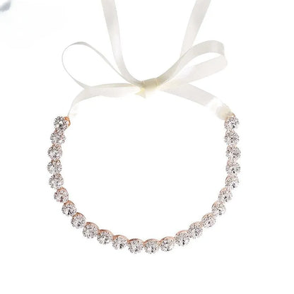 Bridal rhinestone sunflower hair band in silver, rose gold, or gold metal for wedding and banquet styling