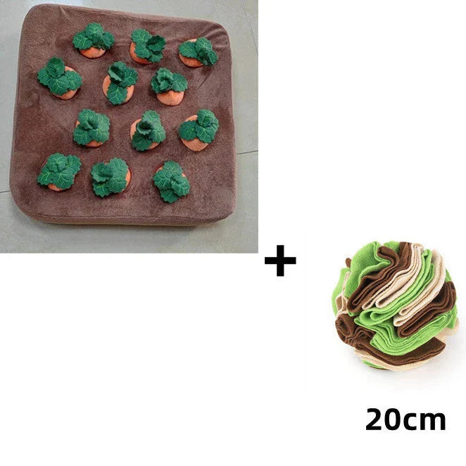 Plush carrot-shaped dog toy in various sizes, made of soft and durable cotton fabric for interactive play and chewing.