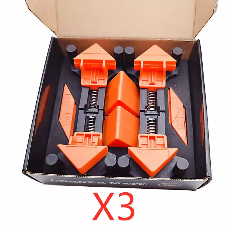 Woodworking right angle clip holder for 60, 90, and 120-degree clamping with ABS handle and stainless steel body