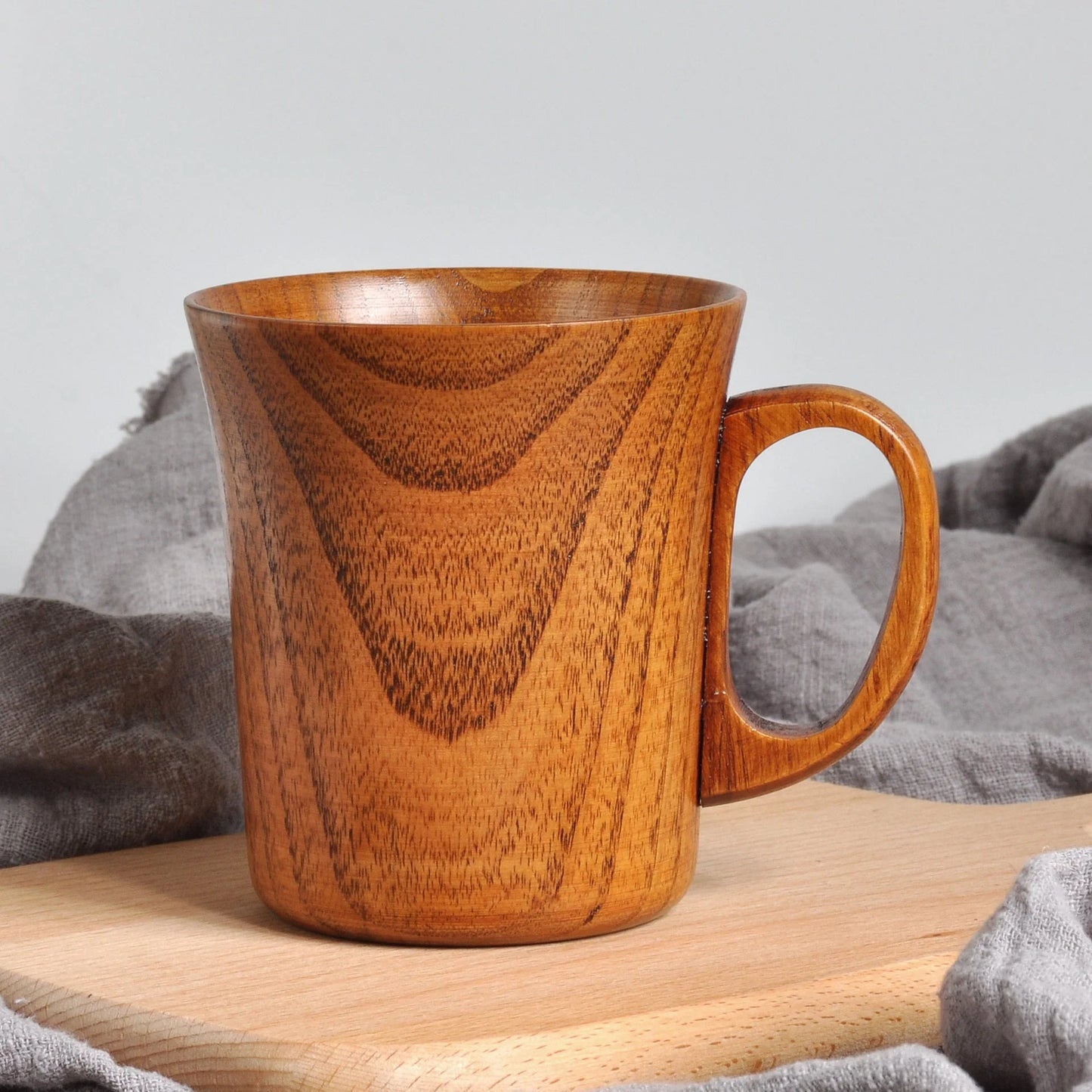 Handcrafted Jujube Wood Retro Japanese Style Mug with ergonomic handle and rustic design