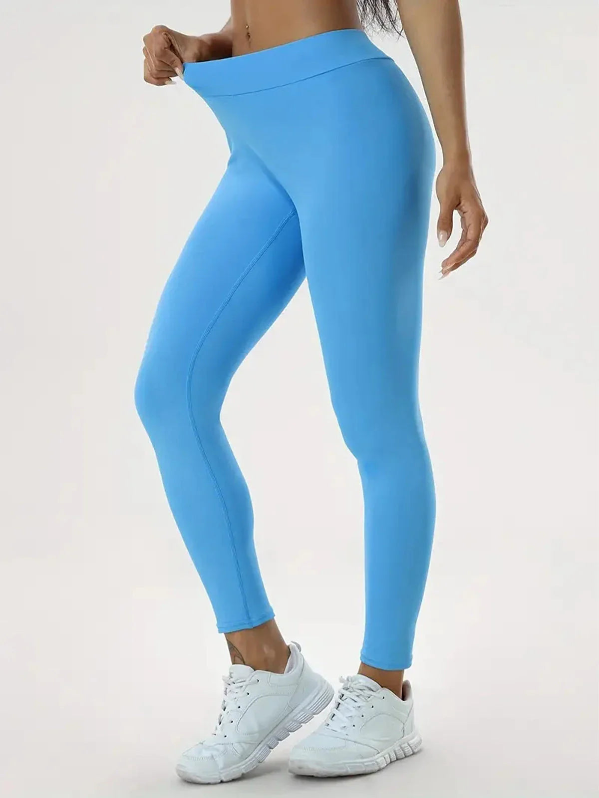 Slimming high-waist yoga pants with hidden tummy control, available in various colors and sizes