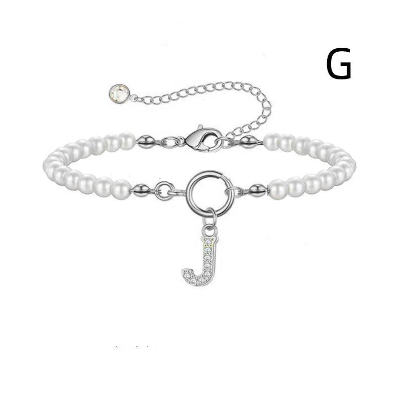 2024 fashion initial pearl bracelet for women with toggle clasp