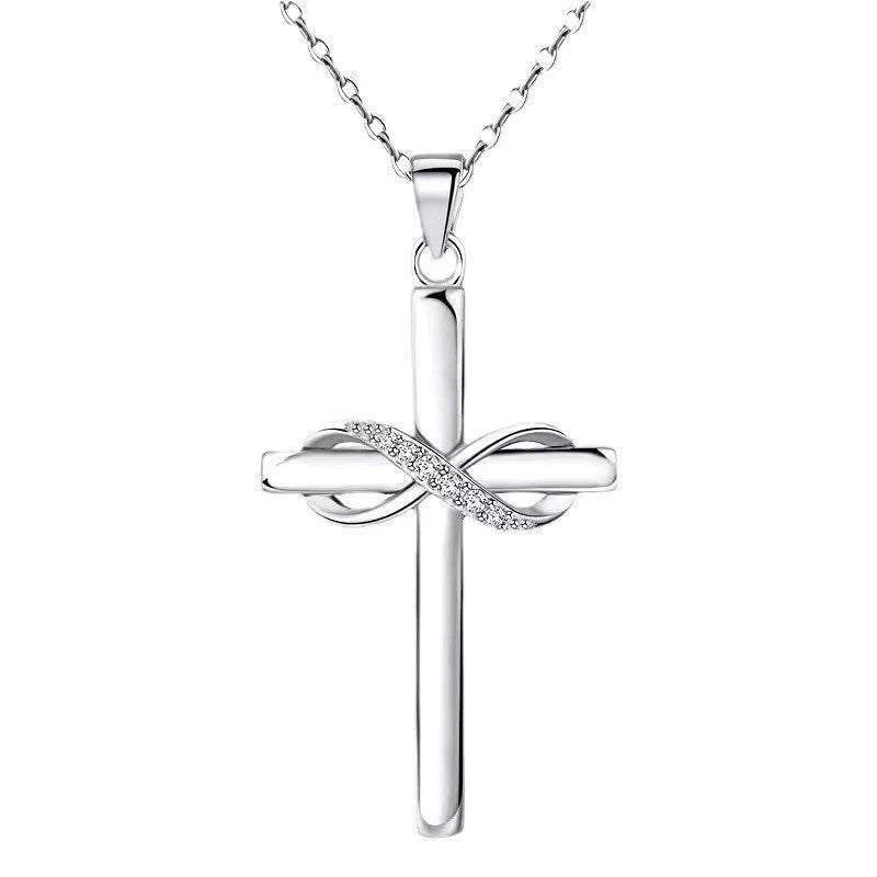 Elegant cross infinity pendant necklace with gold or silver finish, a timeless accessory for modern women