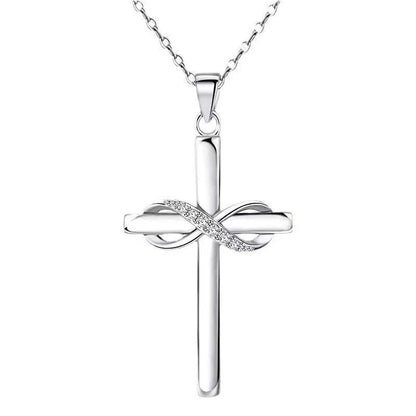 Elegant cross infinity pendant necklace with gold or silver finish, a timeless accessory for modern women