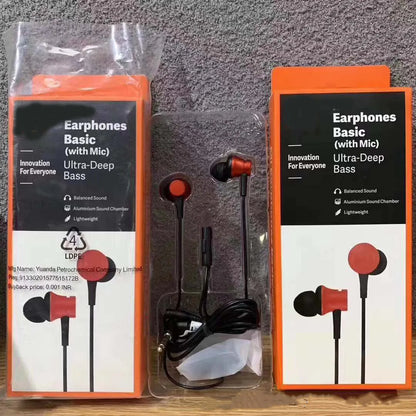 Piston in-ear headphones with 3.5mm wired connector in black, blue, and red colour options