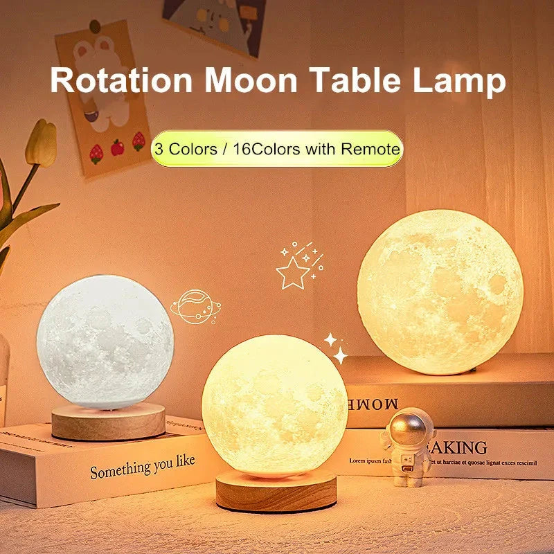 3D Magnetic Floating Levitating Moon Lamp with realistic moon surface and customizable colors