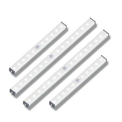 LED human body induction magnetic closet light showing aluminium shell and magnetic attachment for wardrobe installation