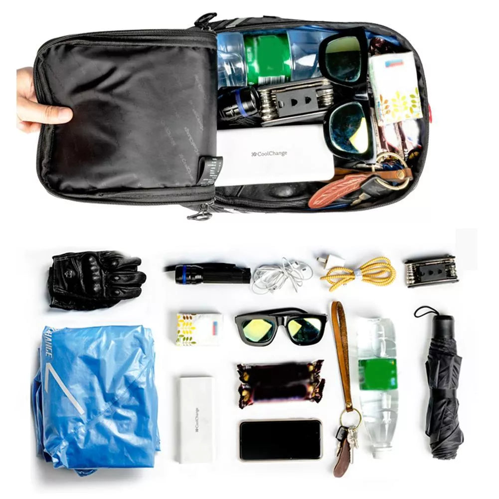 Black camouflage waterproof bicycle backpack with elastic silk Oxford fabric