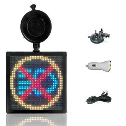 Car Rear Window LED Emoticon Screen displaying vibrant seven-color message