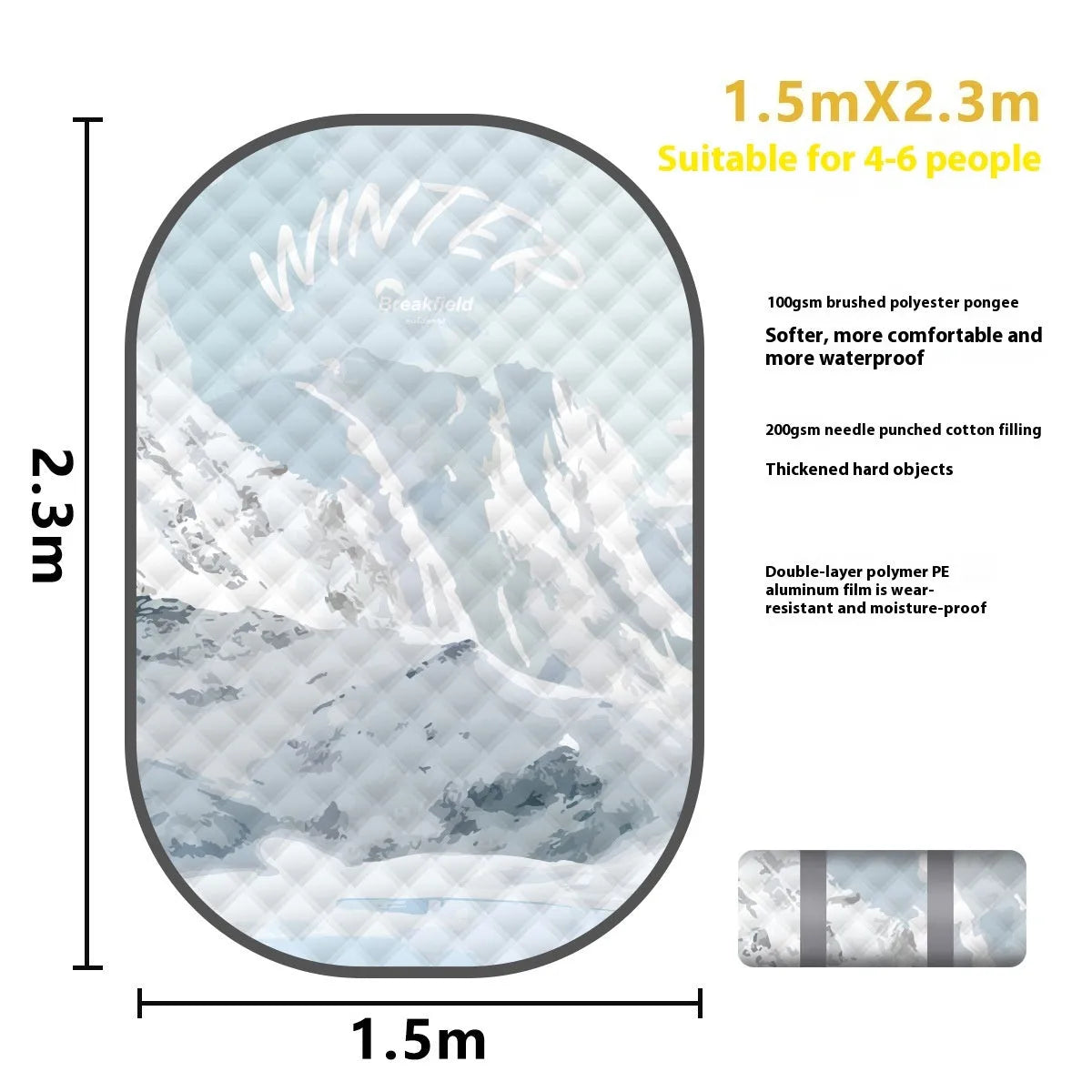 Waterproof ultrasonic thickening picnic mat in seasonal colour with moisture-proof backing for 4-8 people outdoor use