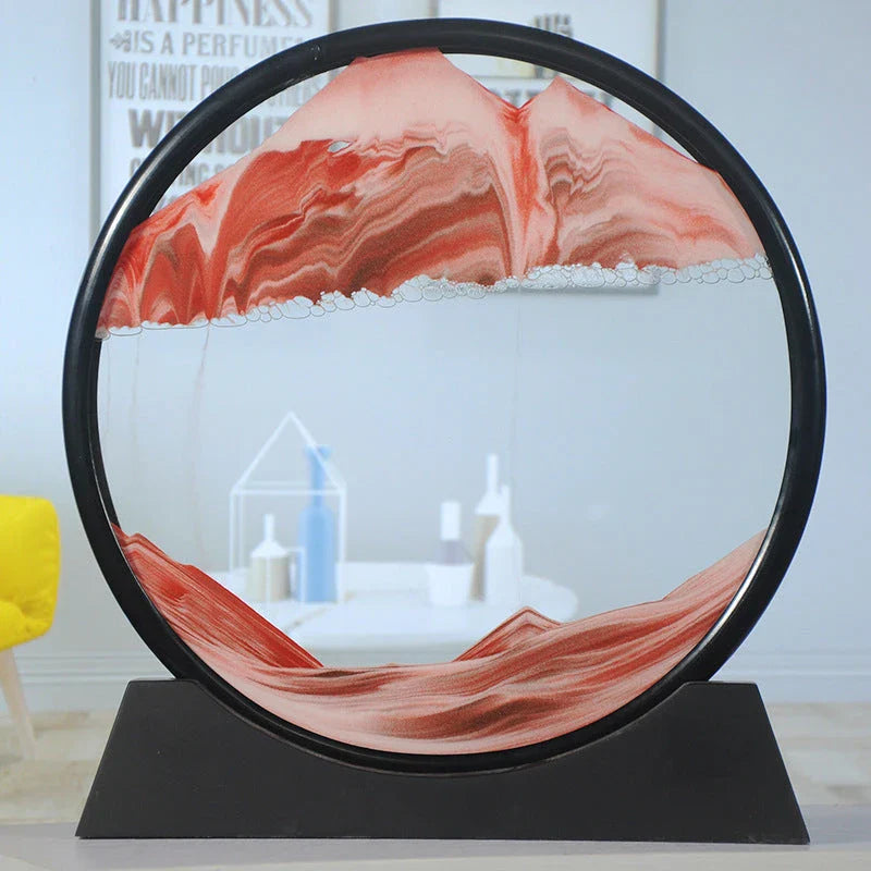 Mesmerizing Quicksand Art: A captivating glass craft featuring the fluid, colorful movements of sand