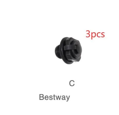 Valve rotating nozzle cover replacement set for inflatable products showing five adaptor styles