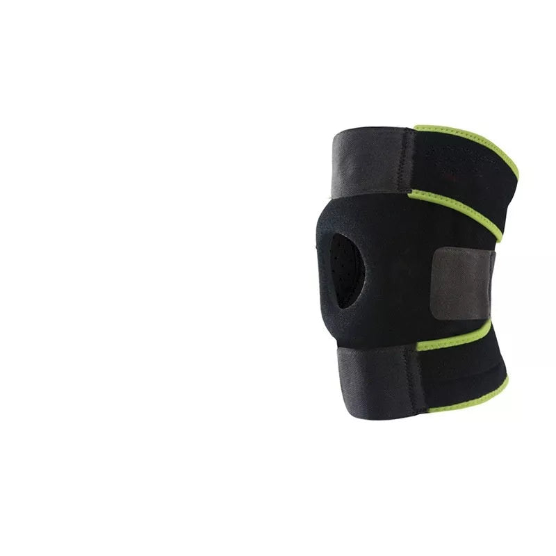 Non-slip neoprene knee pads for outdoor mountaineering in green, orange, and black