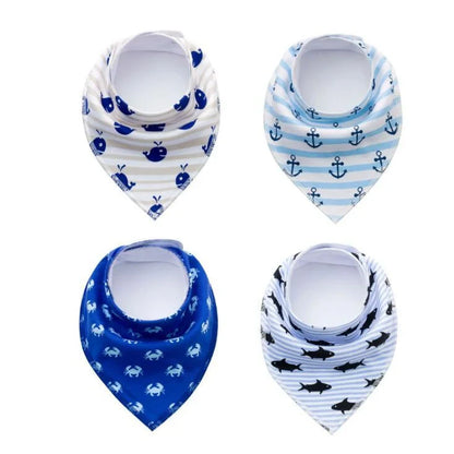 Stylish baby bibs and burp cloths featuring trendy arrow, wave, and triangle designs in soft, absorbent cotton