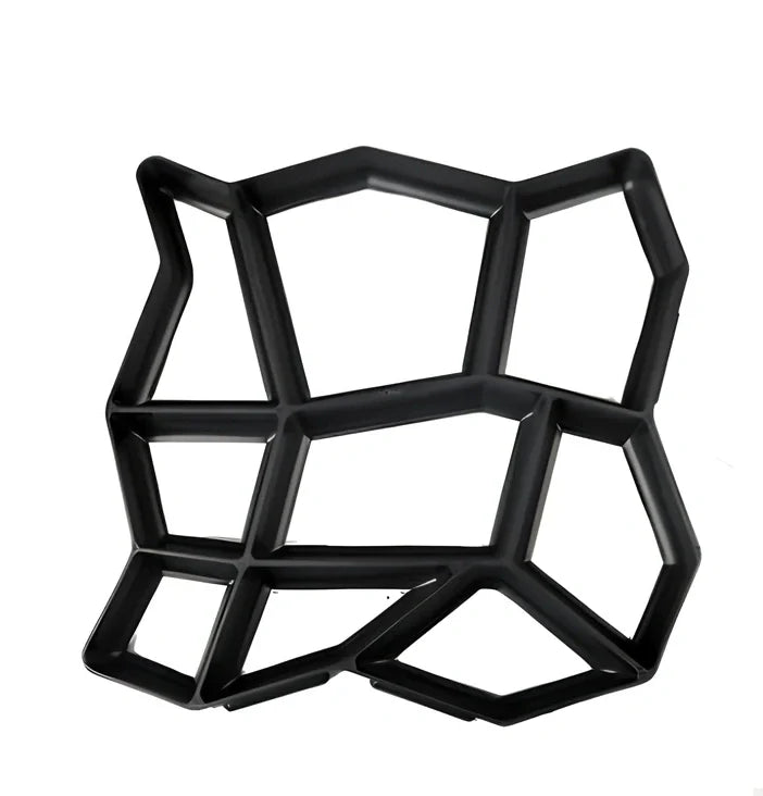 Black plastic goose pattern concrete mould measuring 42x43cm for garden pathways