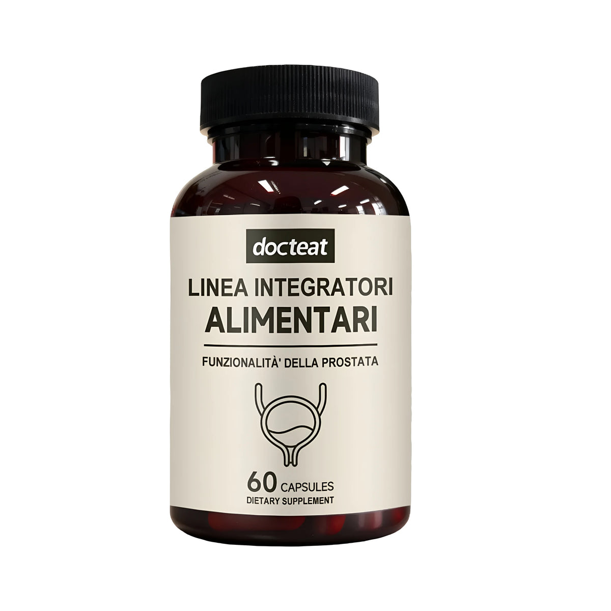 Male healthy herbal capsule pack of 60 capsules with five botanical extracts including nettle root and pumpkin seed.
