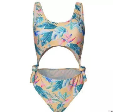 Women's floral print bikini with chest pad for swimming and beach activities