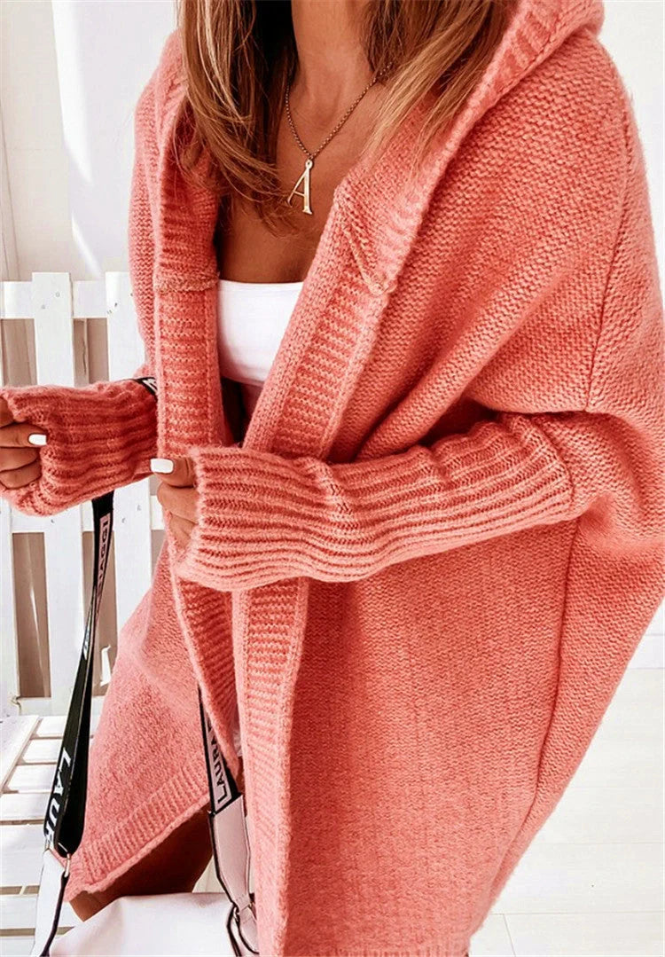 Stylish Bat Sleeve Hooded Cardigan for Women in various colors