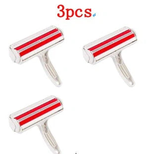 ABS pet hair remover tool in red and blue for efficient cleaning of furniture and carpets