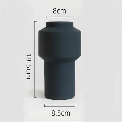 Morandi glazed ceramic geometric vase in soft colours with matte finish