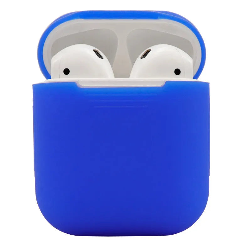 Silicone protective cover for AirPods 2 in various colours showing dimensions 56mm × 47mm × 24mm