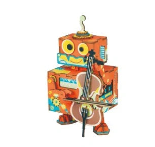 DIY 3D Kitty Ballet Wooden Puzzle with Moveable Music Box