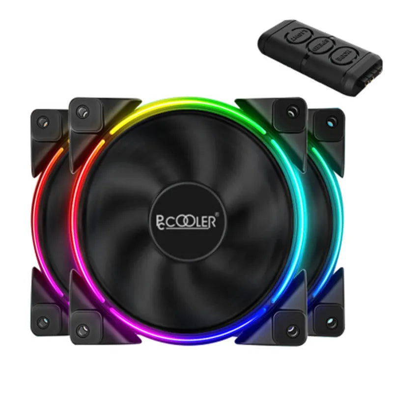Three black 12 cm RGB chassis fans with FRGB lighting, each measuring 120x120x25 mm