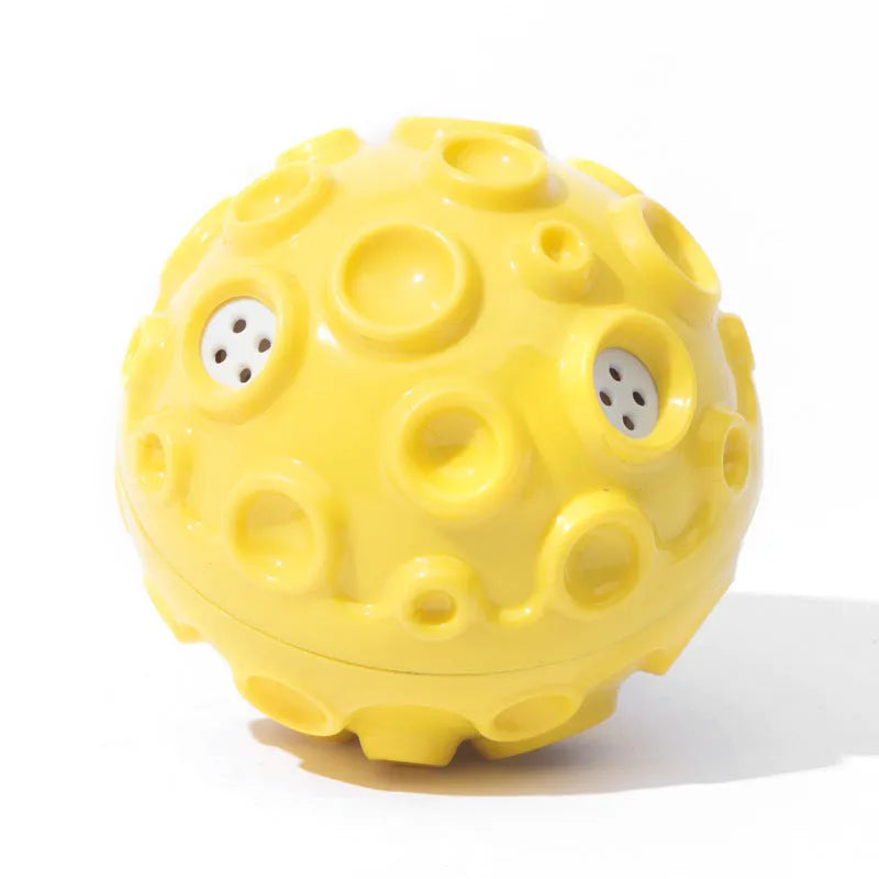 Colourful dog toy ball with meteorite-shaped bumps for aggressive chewers and anxiety relief