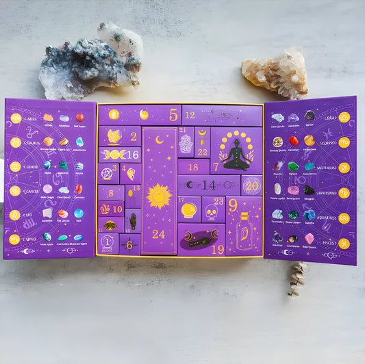 Paper Halloween countdown gift box with crystal-style design measuring 33.5cm wide