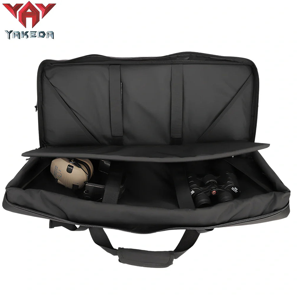 28-inch military tactical fishing bag with four compartments in black camouflage colour