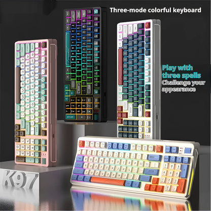 ABS plastic desktop computer keyboard with luminous backlighting in a choice of four colour combinations.