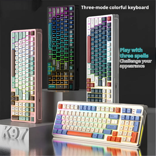 ABS plastic desktop computer keyboard with luminous backlighting in a choice of four colour combinations.