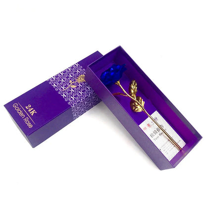 Handmade 24K gold rose flower set in elegant gift box