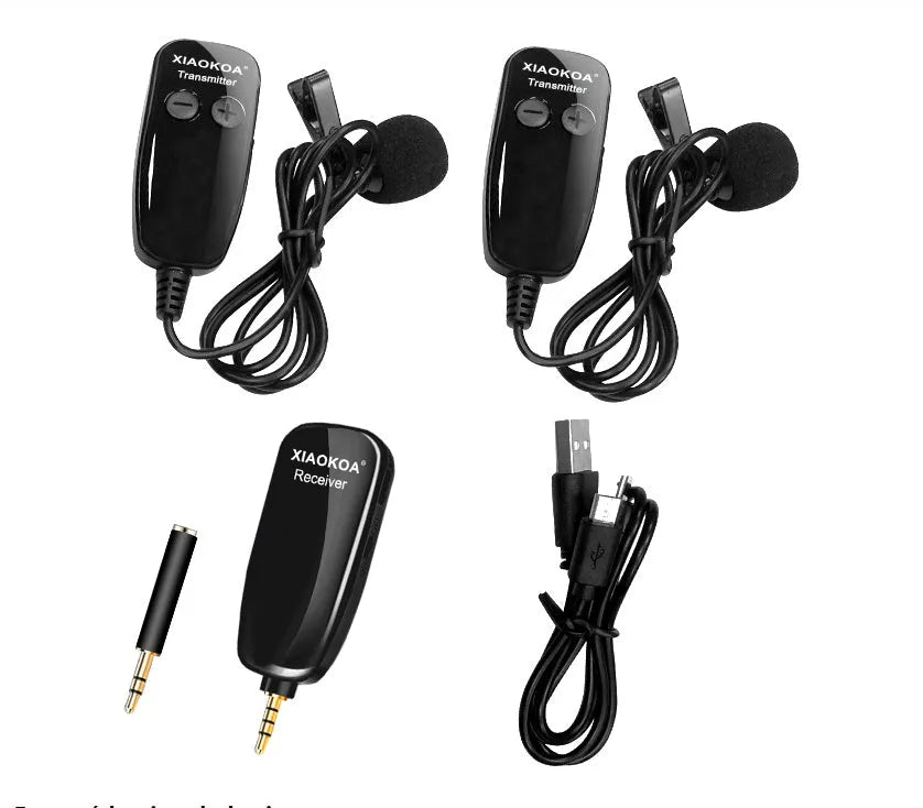 Black lavalier microphone with 3.5mm plug for mobile phone recording