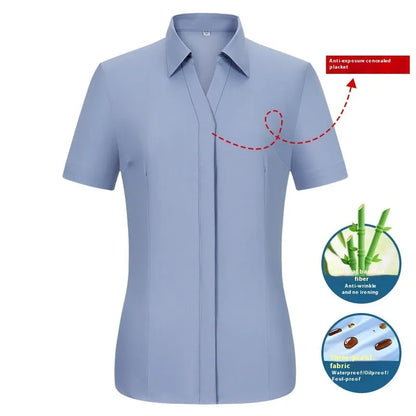 Men's slim fit bamboo short sleeve shirt with square collar in a solid colour