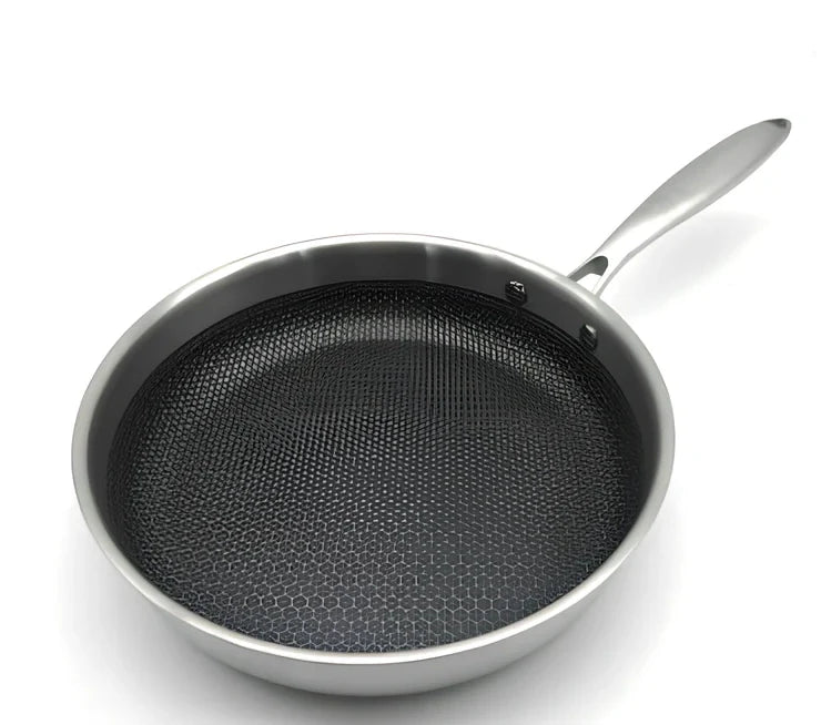 26cm stainless steel frying pan with polished finish and stainless steel handle