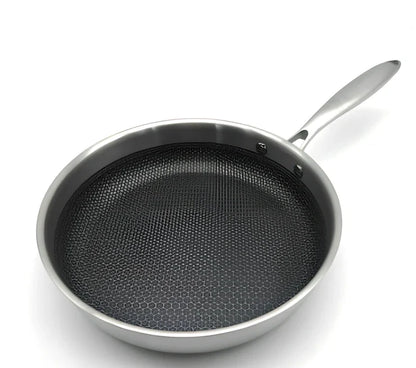 26cm stainless steel frying pan with polished finish and stainless steel handle