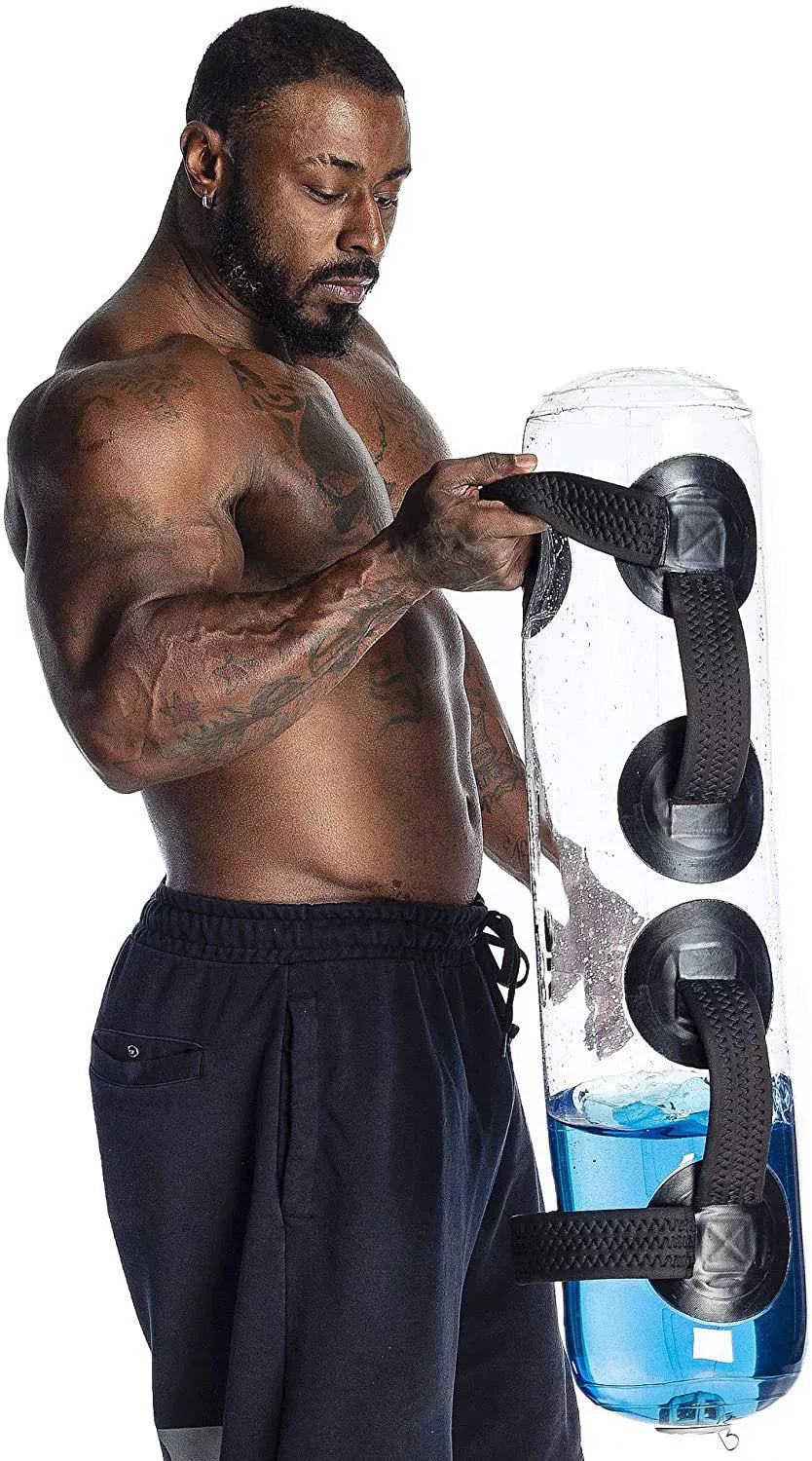 Outdoor fitness water bag in white, waterproof PVC fabric, dimensions 20.5X20.5X75cm